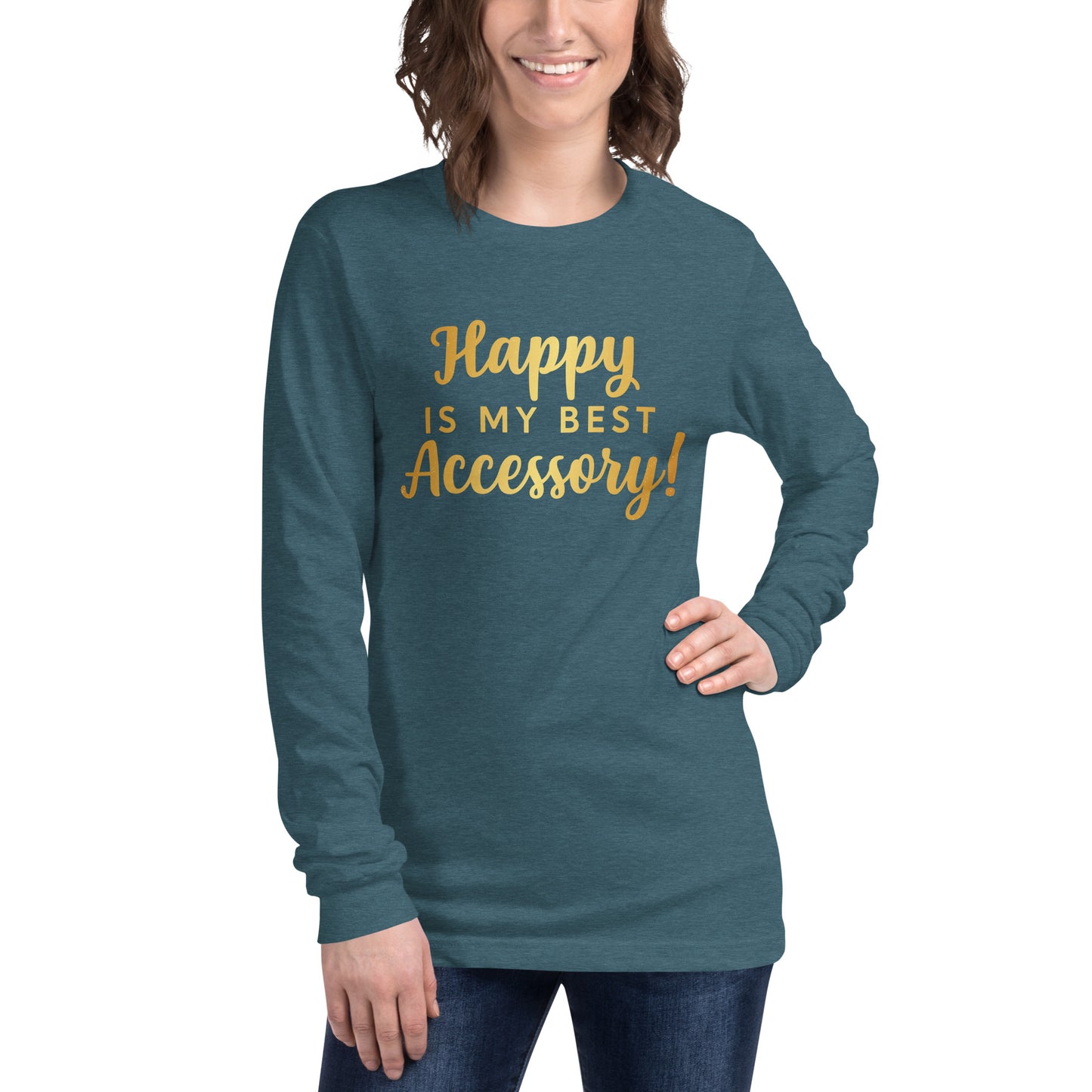 Happy Long Sleeve Tee (Words In Gold)