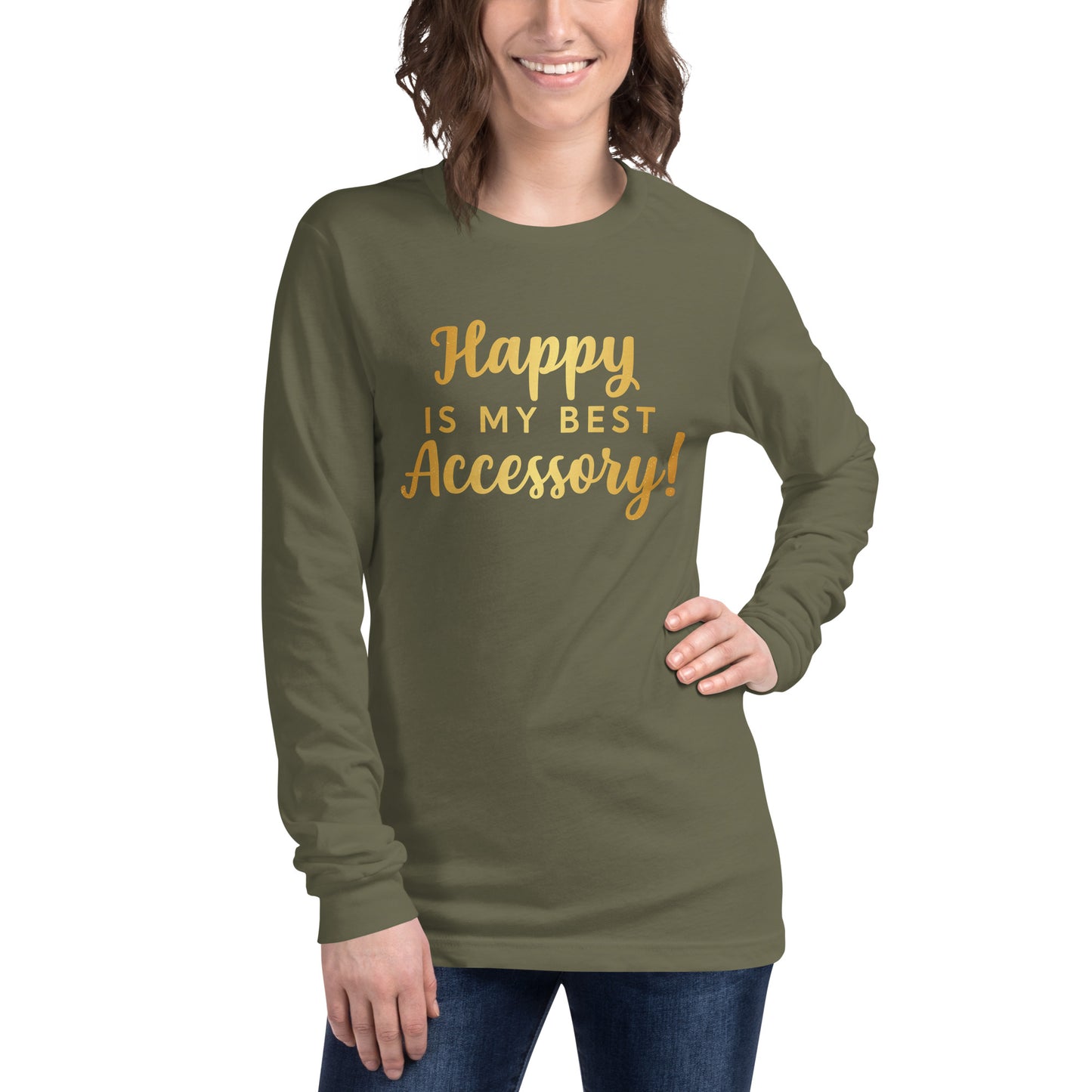 Happy Long Sleeve Tee (Words In Gold)