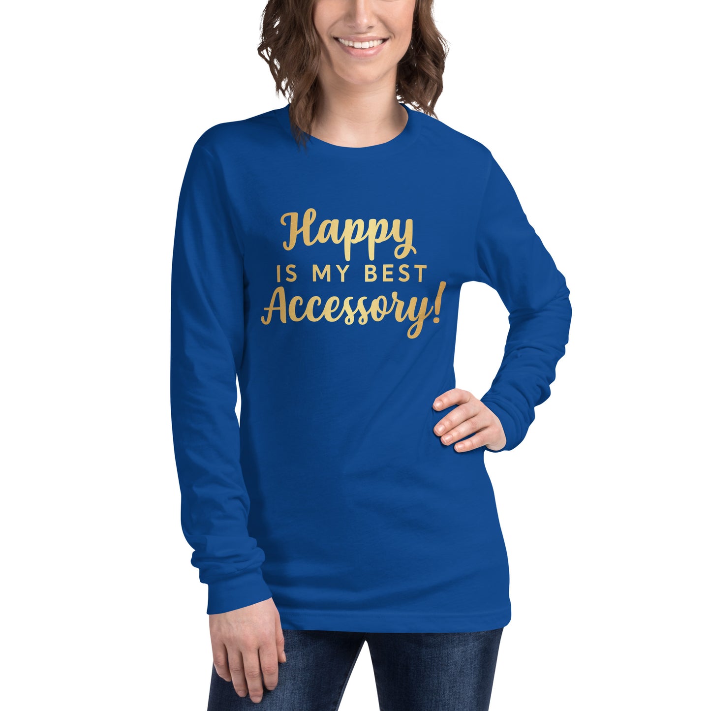 Happy Long Sleeve Tee (Words In Gold)