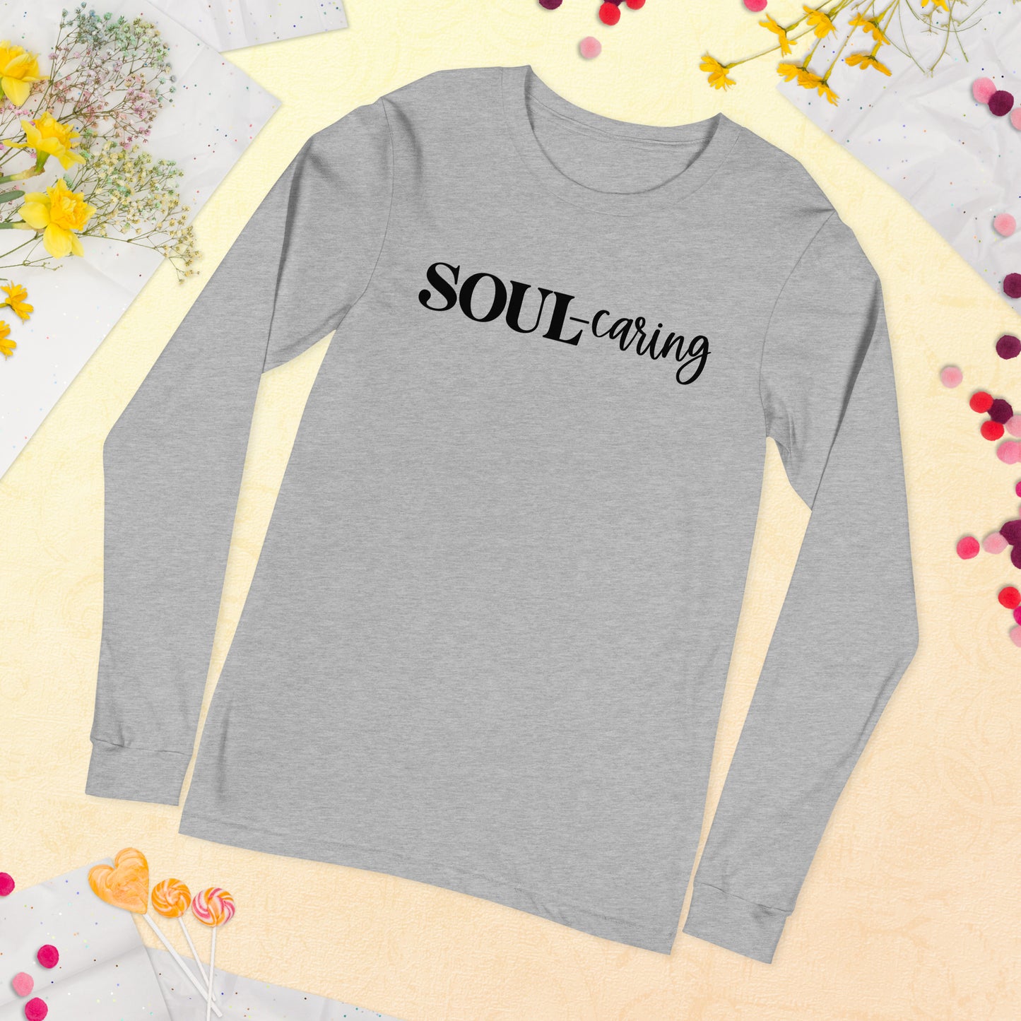 Soul-caring Long Sleeve Tee (Words in black)