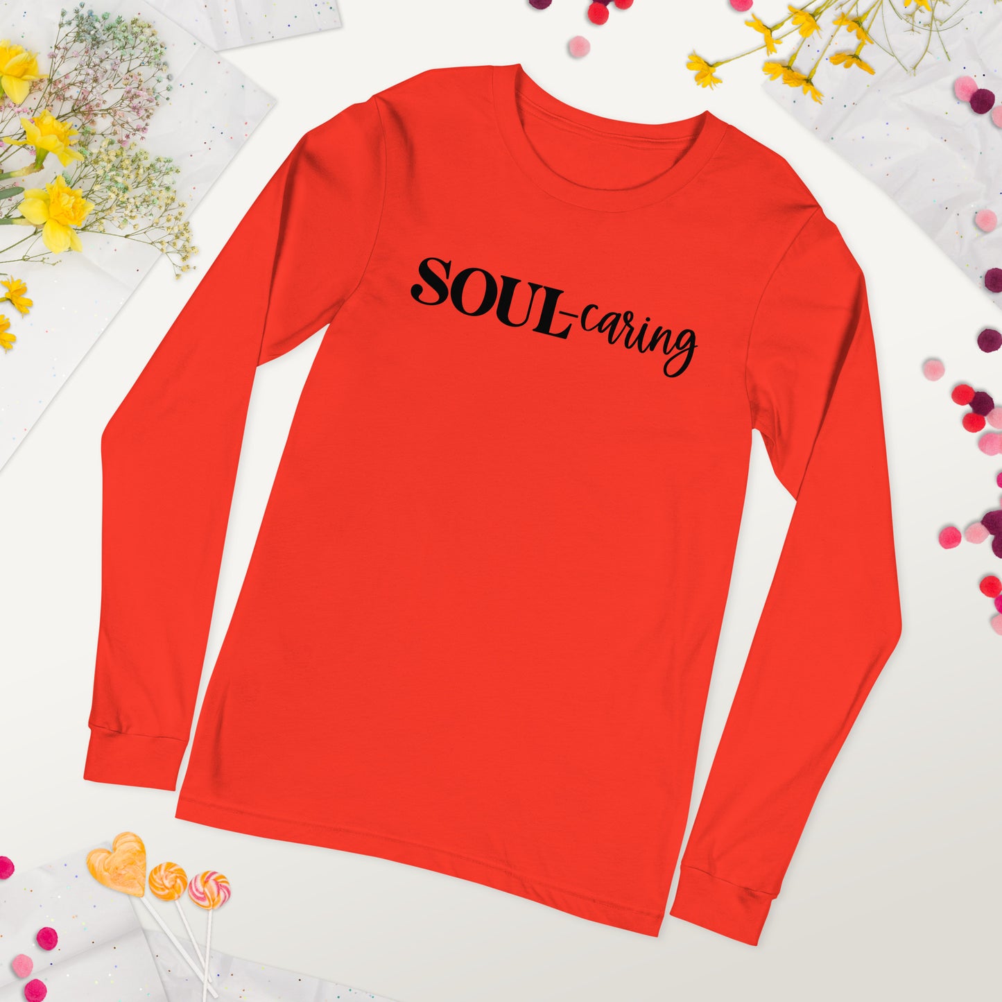 Soul-caring Long Sleeve Tee (Words in black)