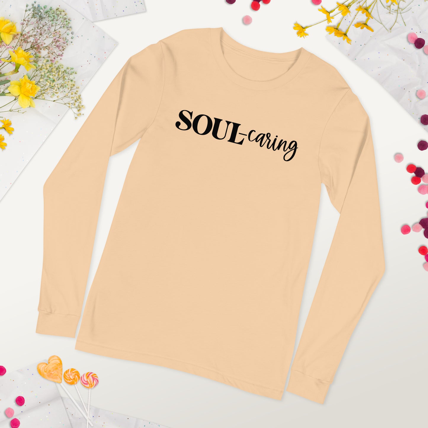 Soul-caring Long Sleeve Tee (Words in black)