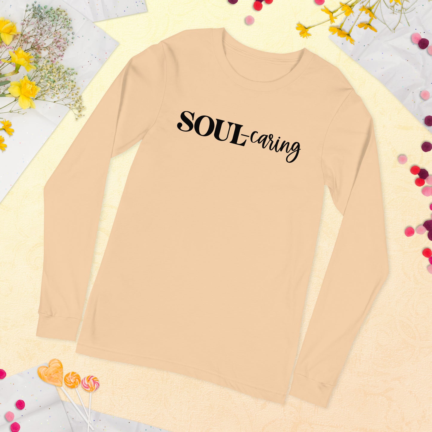 Soul-caring Long Sleeve Tee (Words in black)