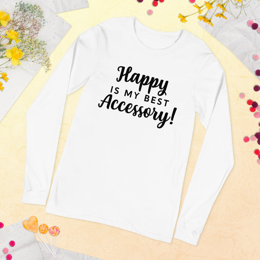 Happy Long Sleeve Tee (Words In White)